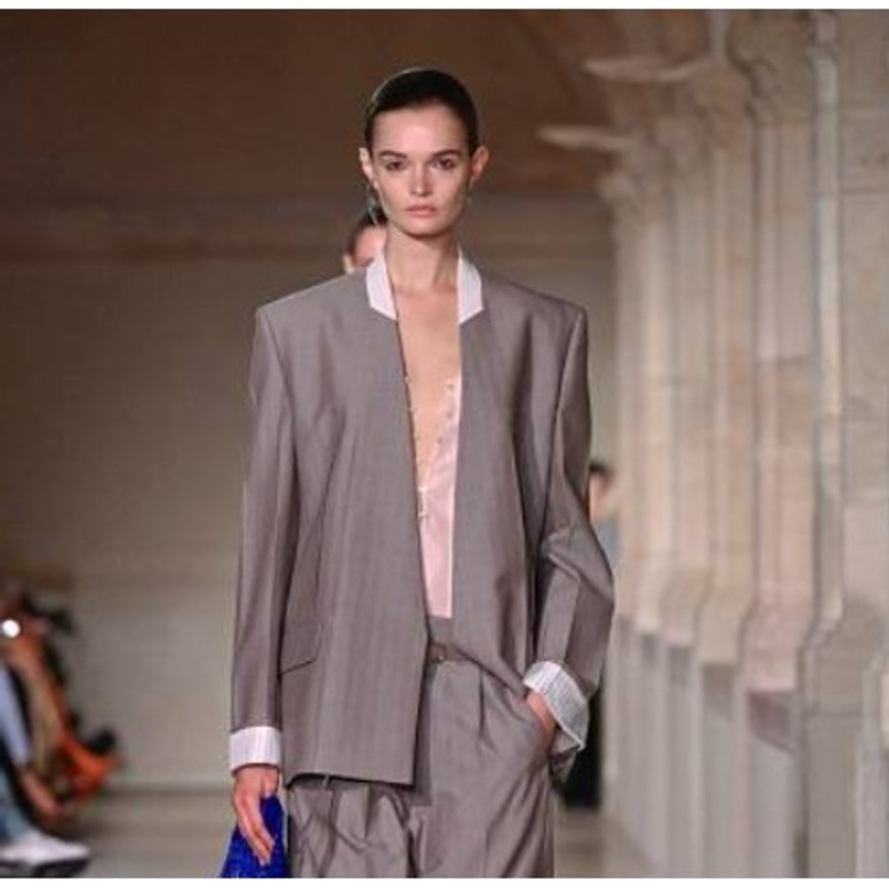 Victoria Beckham Luxury Tailored Herringbone Wool Blazer, BNWT, Retail $1990